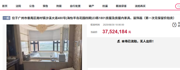 倍倍网 国庆假期刚结束，广州一套豪宅降价拍卖，被人捡漏3377万竞得
